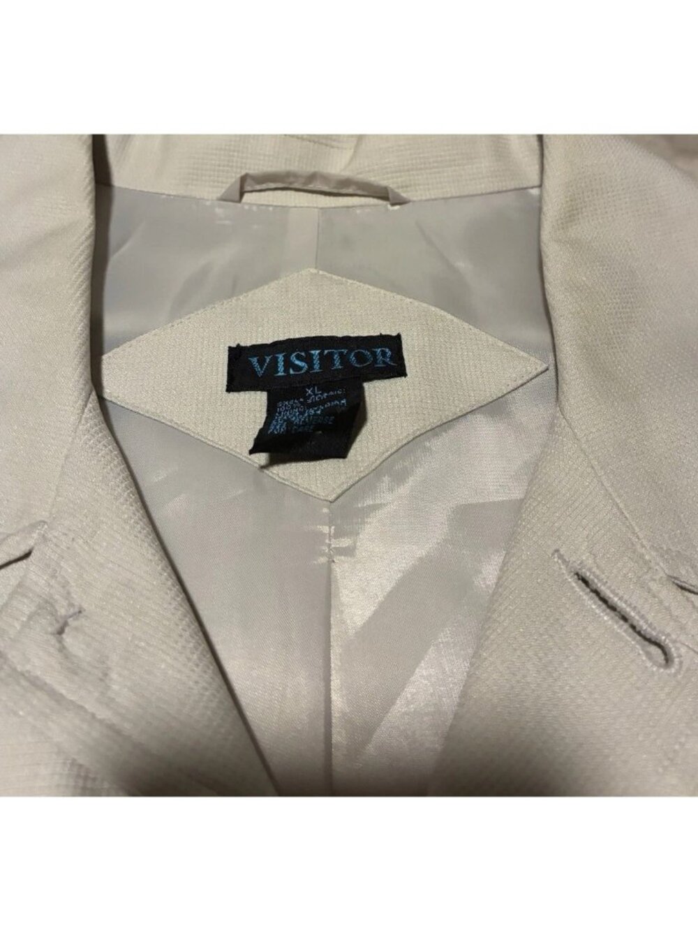 Vintage Visitor Mens XL Silk Shirt Jacket Beige Camp Collar Lightweight Shacket